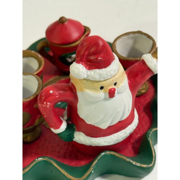 Vintage Miniature Santa Claus Christmas Tea Set Holiday Decor - Picture 5 of 8